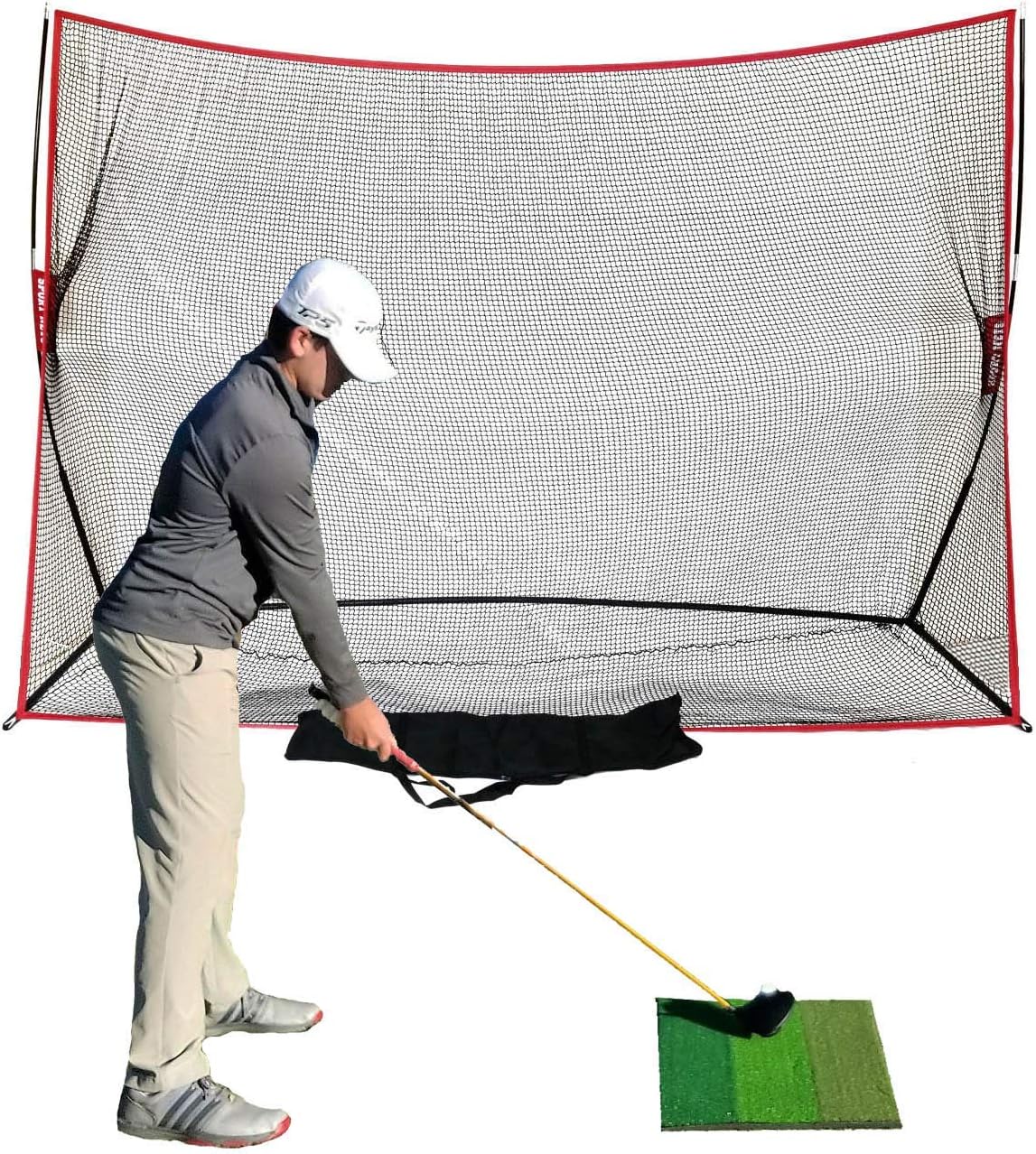 HJJGRASS Sport Nets Heavy Duty Golf Net 10 X 7 - Perfect Golf Practice Net for Indoor Outdoor Garage Backyard Golf Practice. Golf Hitting Net Is A Portable Home Driving Range Comes W/Carry Bag