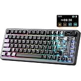 YUNZII B75 PRO MAX 75% Mechanical Keyboard (Black, Cocoa V2) | QMK/VIA, Wireless Keyboard with Screen and Knob, Custom Hot Swap, Gasket Mount, Creamy Switches, RGB for Gaming/Win/Mac