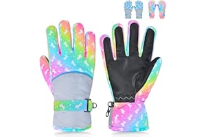 PAMAID Kids Gloves Winter Snow Gloves Waterproof Ski Gloves for Girls, Toddler Snow Gloves Outdoor Snowboard Gloves