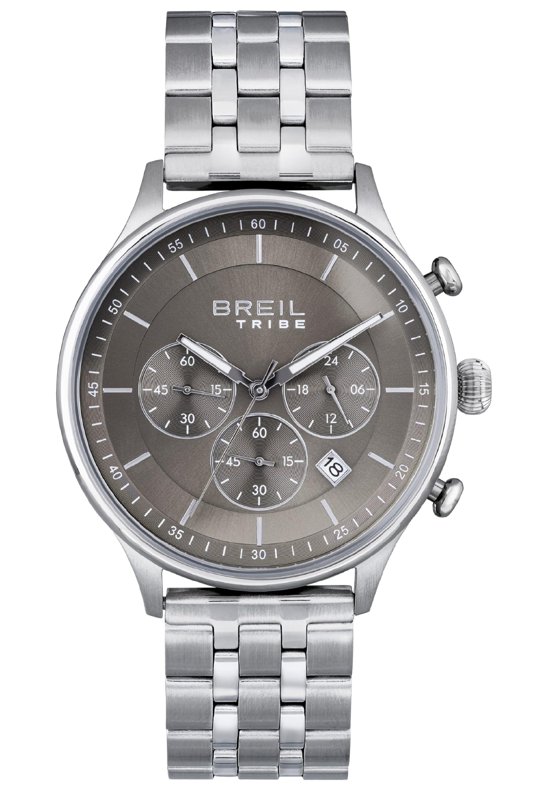 Breil Men's Classy Watch Collection Mono-Colour Greige dial Chrono Quartz Movement and Steel Bracelet EW0498