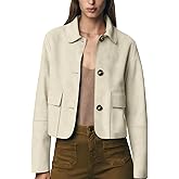 Fhniepan Womens Faux Suede Bomber Jacket Fall Long Sleeve Lapel Button Down Jackets Trendy Going Out Casual Outerwear