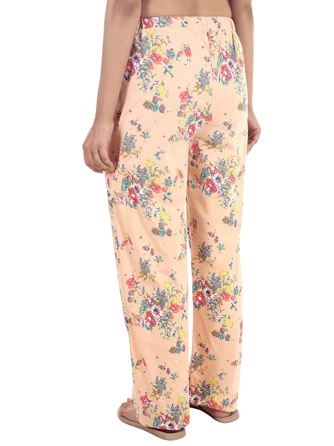 9teenagain women's hosiery night pyjama (peach & kale printed)