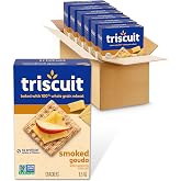 Triscuit Smoked Gouda Whole Grain Wheat Crackers, 6 Boxes | Lunch Snacks, Bulk Snack Crackers, 100% Whole Grain Wheat, Non-GMO, No Artificial Colors or Flavors