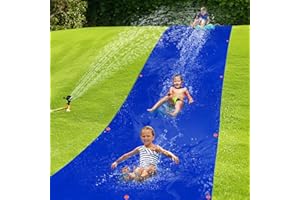 APIPI Super Slip Lawn Water Slide - 30 x 8Ft Heavy Duty Slip and Slide Trap Slick Waterslide for Adults & Kids, Easy to Set Up with 16 Ground Nails, Funny Water Games for Outdoor Backyard Lawn, Blue