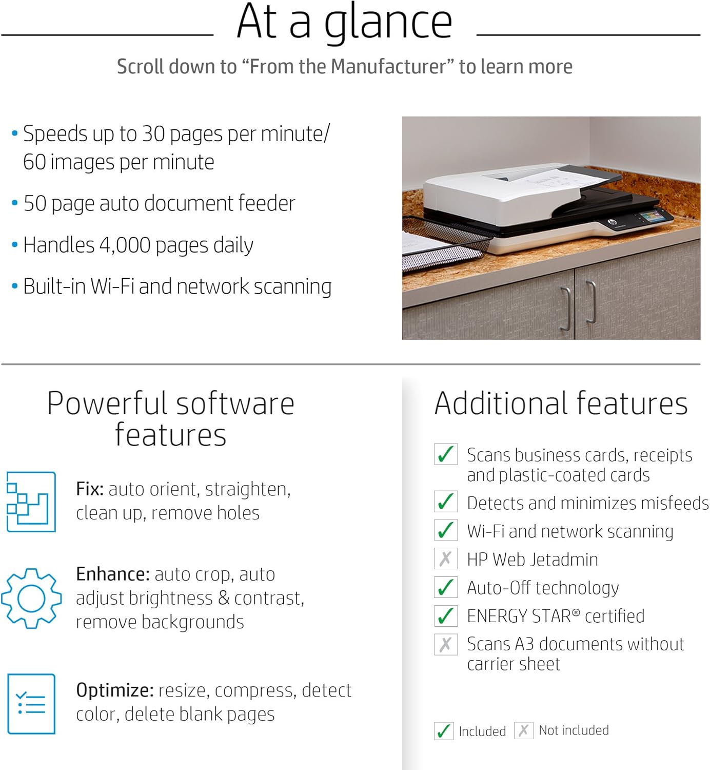 HP ScanJet Pro 4500 fn1 Network OCR Scanner: Office Products