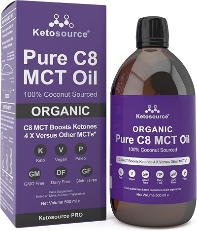 Ketosource Organic Pure C8 MCT Oil 500ml Glass Bottle