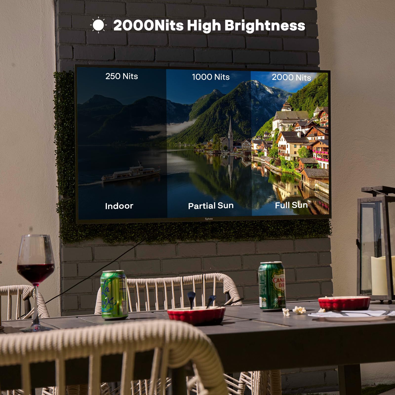 SYLVOX 43 Zoll Outdoor Smart TV, | 4K UHD 2000 Nits HDR10 | Google TV | IP55 Wasserdicht, Weatherproof Television, Outdoor Fernseher für Garten, Terrasse & Gewerbe (Pool Pro 2.0) 6