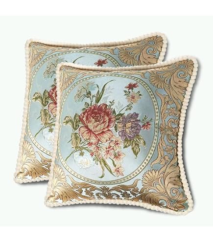 Amazon.com: Qupace Set of 2 Victorian Throw Pillow Covers 18x18in