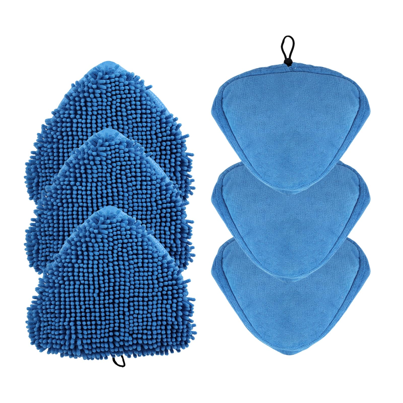 Bodhitree Pack of 6 Triangle Steam Mop Pad (3x Coral 3x Microfibre) Replacement Steam Cleaner Pads Tie Fixing Reusable Washable Replacement Steamer Pads compatible with most brands and models
