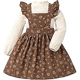 Baby Girl Fall Outfits Long Sleeve Toddler Girl Fall Dress Cotton Clothes Thanksgiving Chirstmas Girls Floral Vintage Dress