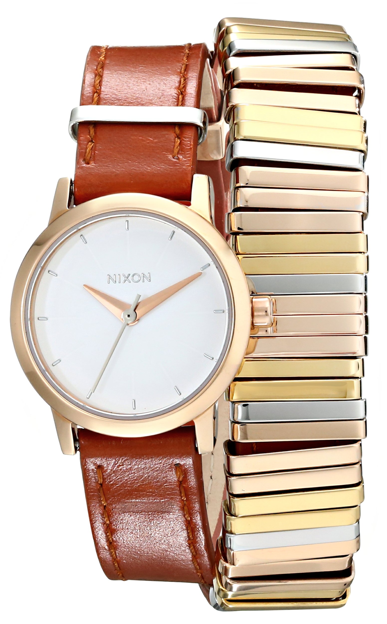 NIXON Women's A4031749 Kenzi Metal and Leather-Strap Wrap Watch