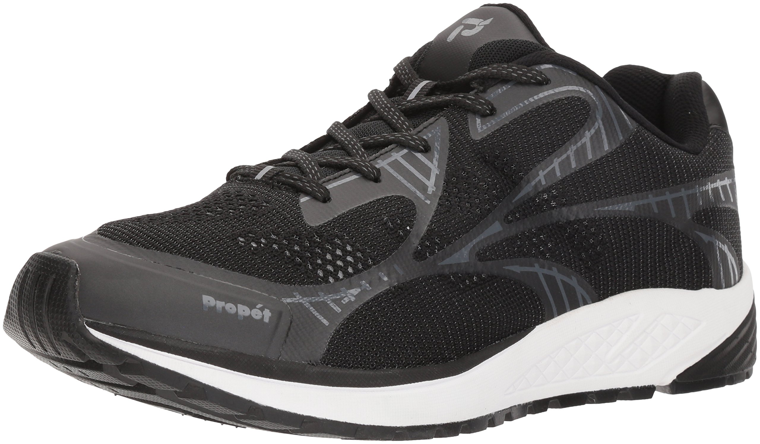 Propét Men’s One LT Sneaker, black/grey, 14 3E US