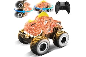 iDrone Monster Remote Control Truck: 360° Rotating RC Stunt Dinosaur Car with Light & Waterproof - 2.4GHz All Terrain RC Toy for Kids Boys Christmas Birthday Gift Age 3-5 6 4-7 8-12