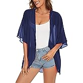 Womens Kimono Beach Cover Up Chiffon Cardigan Floral Tops Loose Capes