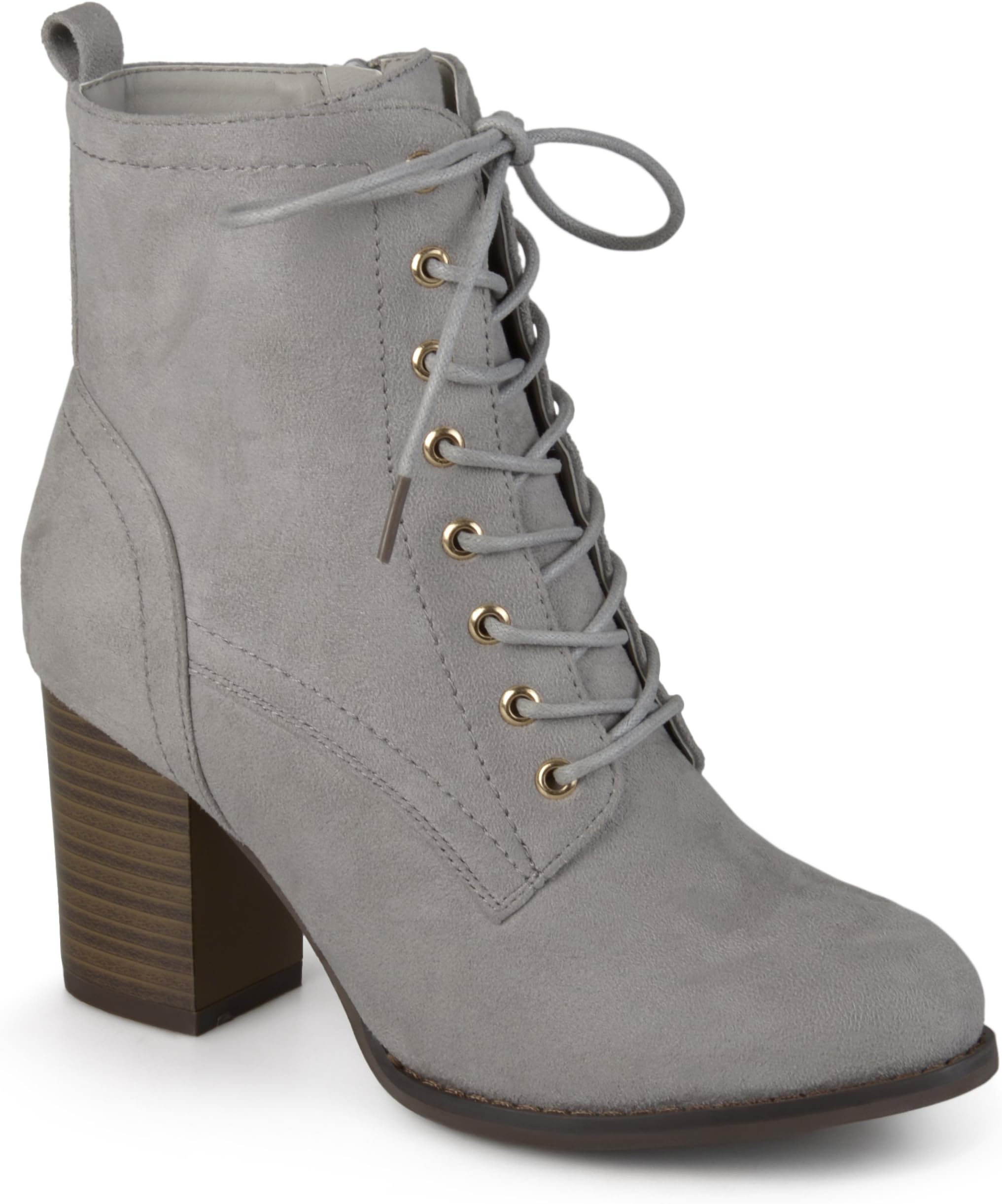 Womens Stacked Heel Lace-up Booties