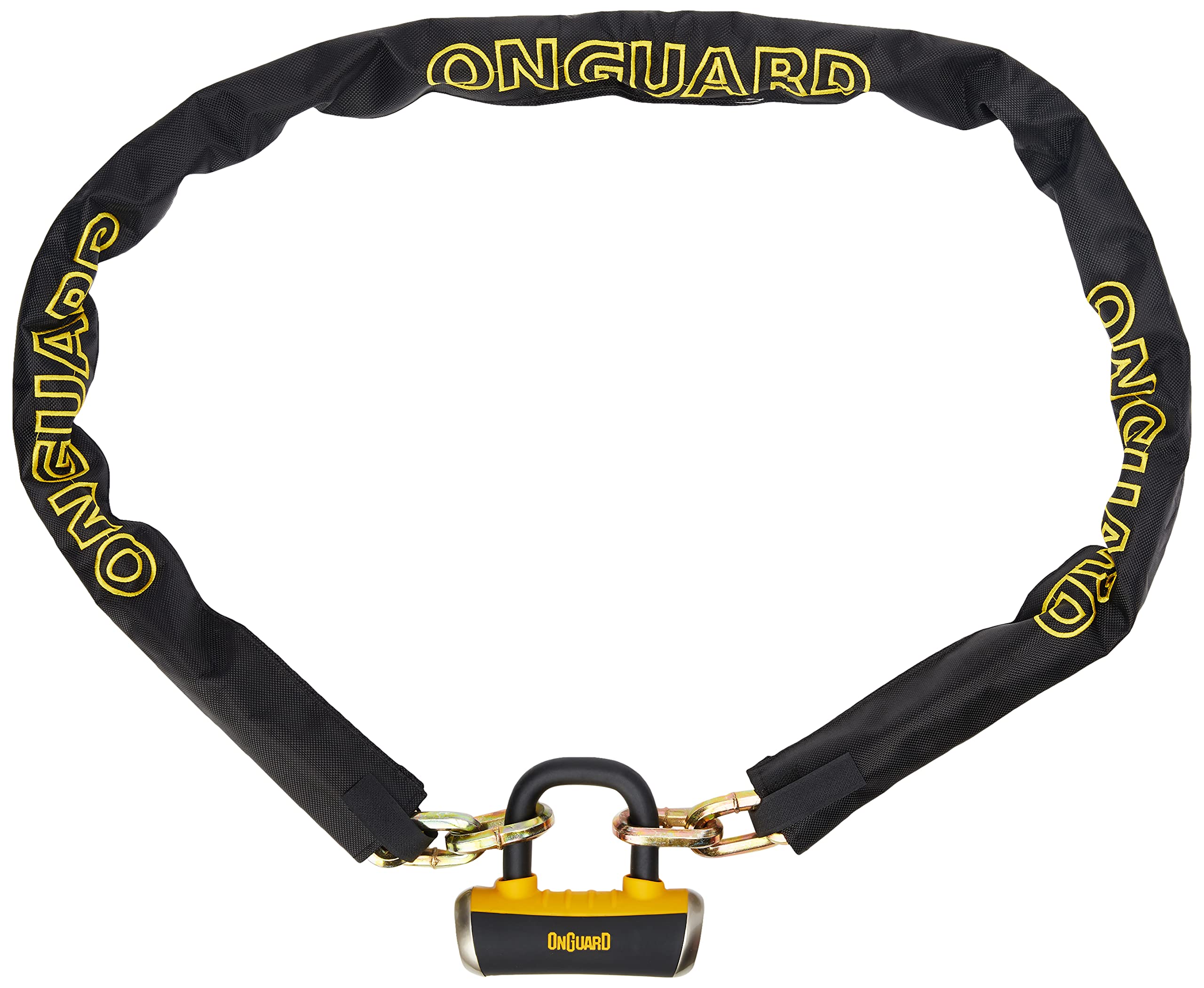 Onguard Mastiff 8019L Chain Length 180cmx10mm links with Mini Shackle Lock 14mm, Gold Sold Secure