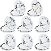 Unittype 8 Pack Bridesmaid Gifts Compact Mirror Bridesmaid Proposal Gifts for Bridal Shower Wedding Floral Round PU Leather Makeup Mirrors for Women Maid of Honor Matron of Honor