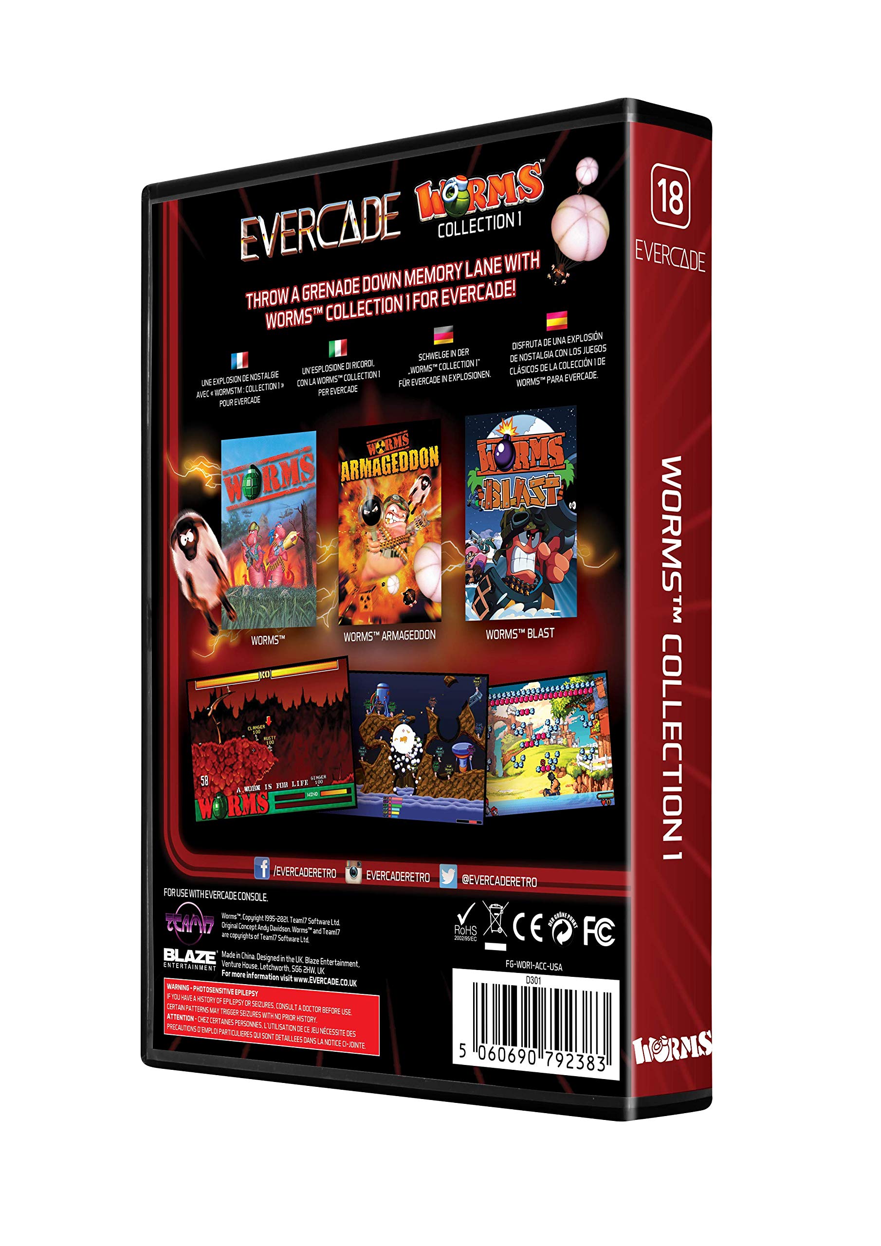 Blaze Evercade Worms Cartridge 1 512 Mb