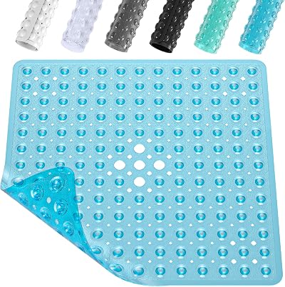 XIYUNTE Shower Mat Non Slip Anti Mould 53x53cm Clear Blue