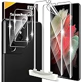 [2+2 Pack] EGV Compatible for Samsung Galaxy S21 Ultra 5G 6.8-inch, Flexible TPU Screen Protector and Glass Camera Lens Prote