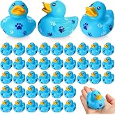 VercanMonth 60 Pcs Dog Paw Party Favors 2" Blue Mini Rubber Ducks | Tiny Duckies for Ducking Kid Birthday Party Gifts Baby Sh