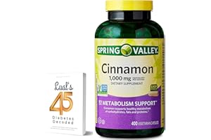 Spring Valley Cinnamon Dietary Supplement, 1000 mg, 400 Vegetarian Capsules | Cinnamon Supplements 1000mg | Cinnamon Supplements | 400 Vegetarian Capsules | Bundle with Lual's 45 Diabetes Decoded