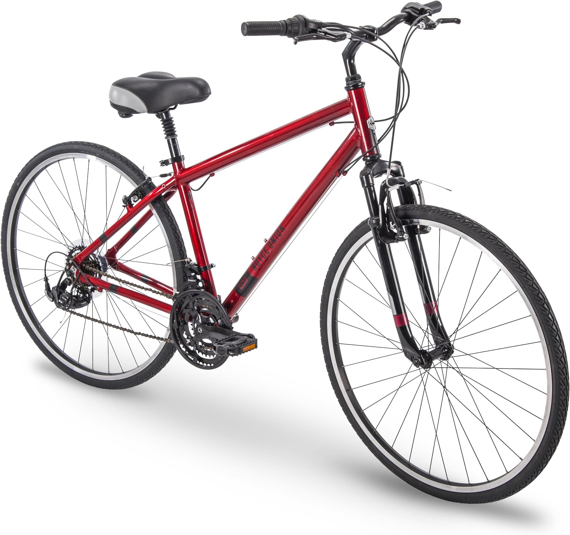 Royce Union 700c RMY Mens 21-Speed Hybrid Comfort Bike, Metallic Red