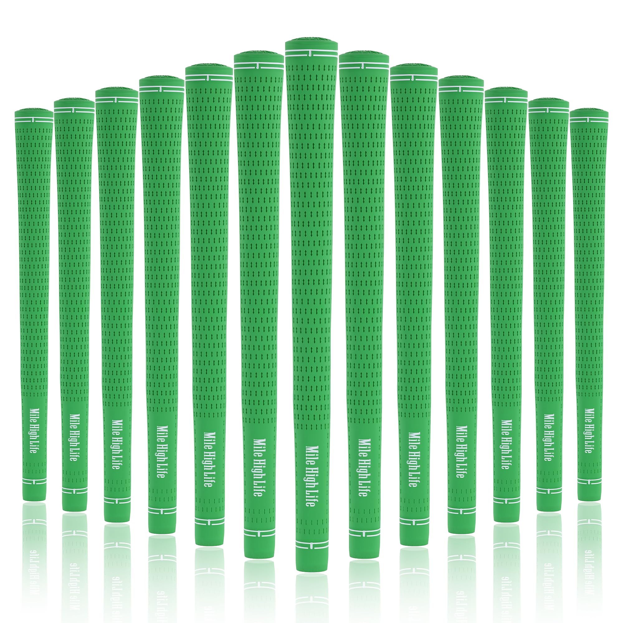Mile High Life Golf Grips | Standard Golf Club Grips | 3 Pack or 13 Pack Golf Grips Bundle | Entry Level Rubber Golf Grip for Men, Women, Juniors(13 Pack Green)