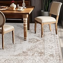 Area Rug 6x9 Vintage Rug: Washable Indoor Medallion
