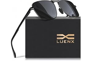 LUENX Rectangular Polarized Aviator Sunglasses for Men Retro Pilot Shades Driving UV400 Protection