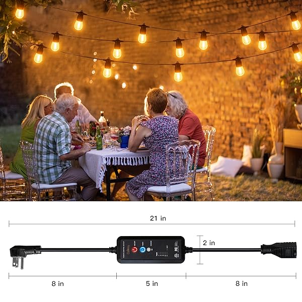 CCINNY OUTDOOR TIMER FOR LIGHTS WITH DUSK TO DAWN,3-PRONG OUTLETS POWER SWITCH WATERPROOF WITH TIMER, 10A HEAVY DUTY ELECTRICAL PLUG FOR CHRISTMAS STRING LIGHTS, INFLATABLES,DECORATIONS,PROJECTORS