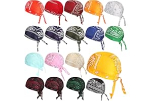 Xaatren 18 Pieces Do Rag Skull Cap Paisley Pattern Bandanna Biker Head Wraps Quick-Drying Hats, Sweat Wicking Beanie for Men and Women, Multicolor, 4XL