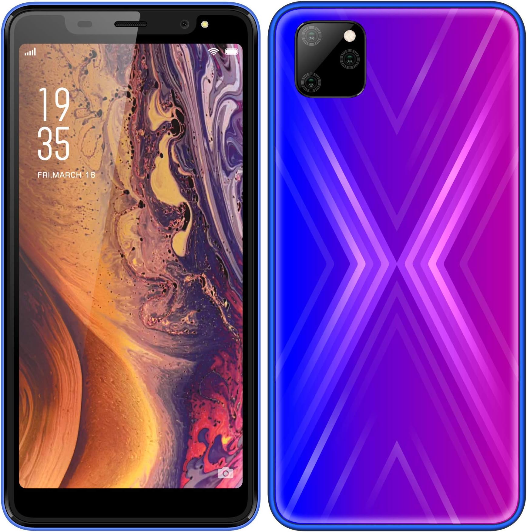 SIM-Free & Unlocked Mobile Phones,HyRich 5.5" HD IPS Display Dual SIM 3G Smartphone(1GB RAM+4GB ROM,2800mAh Battery,5MP Dual Cameras,Bluetooth,GPS,WIFI.) (Y11 Blue&Purple)