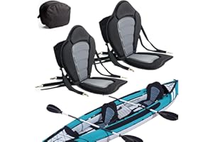 RELIANCER 2 Pack of Kayak Seat Deluxe Padded Canoe Backrest Seat Sit On Top Cushioned Back Support SUP Paddle Board Seats with Detachable Storage Bag 4 Adjustable Straps for Kayaking Canoeing Rafting Fishing