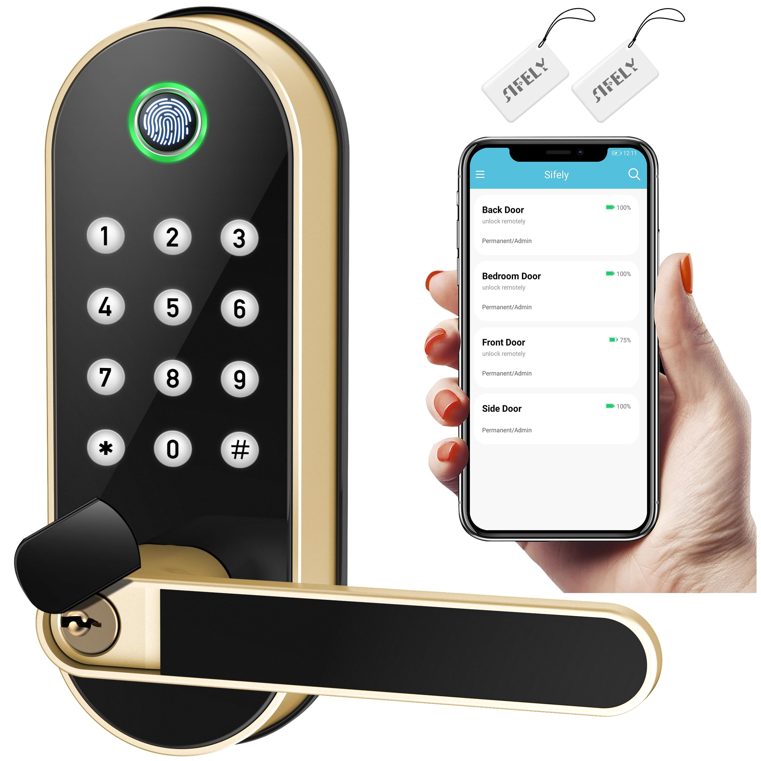 Mua Smart Lock, Keyless Entry Door Lock, Smart Door Lock with Handle, Smart Lock for Front Door