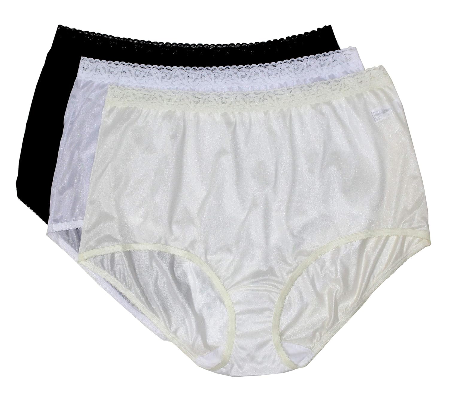Womens Shadowline PlusSize Pack) (3 Brief Nylon Rise PantiesLow
