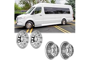 VICOJETOR 16" Polished Stainless Steel Dually Wheel Simulator Set, Fits 2012-2021 Dodge, Mercedes and Freightliner Sprinter Van - Durable Attractive -Bolt-On Hubcaps, 6 Lug 18 Hand Hole - with Tools