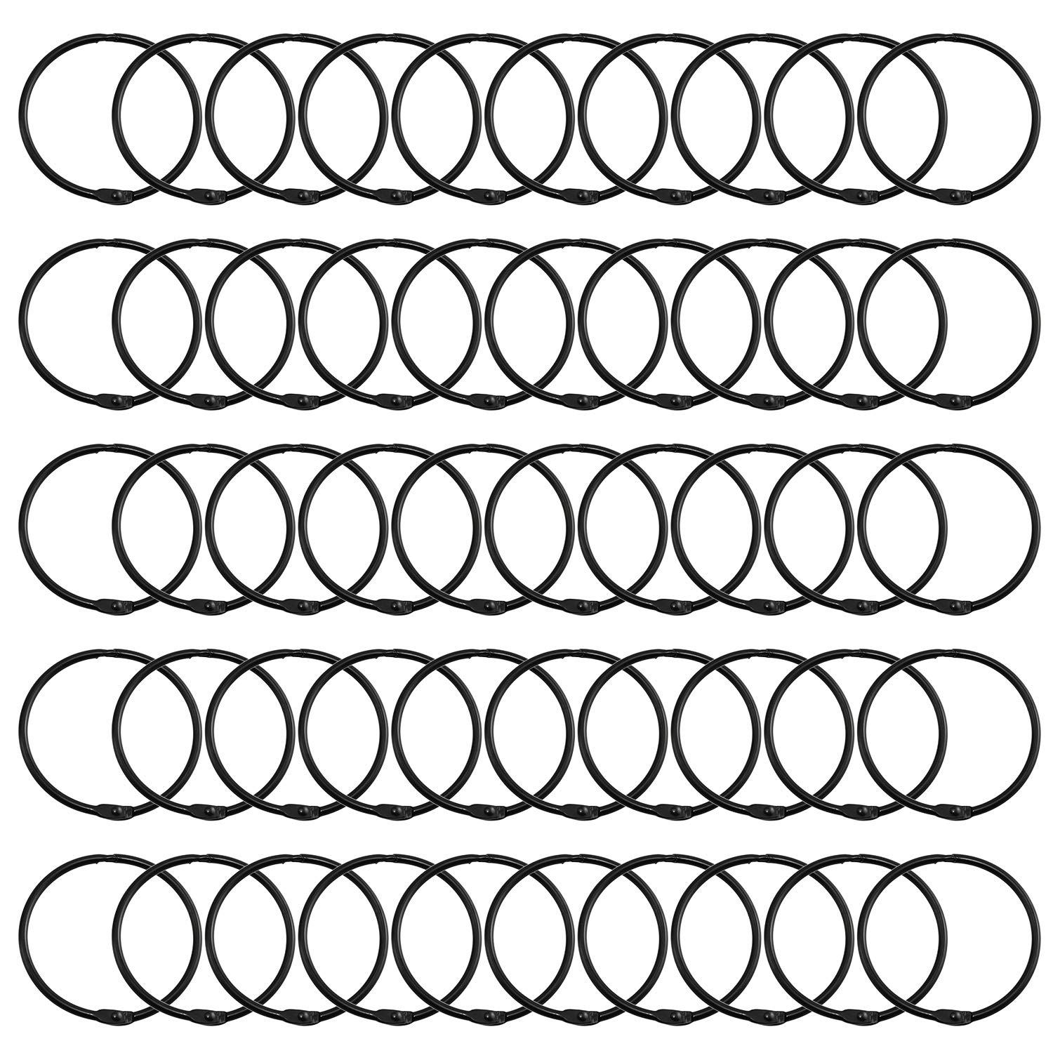 Lind Kitchen 50PCS 2" Book Ring Metal Loose Leaf Binder Hinged Buckle Binding Rings Scrapbook Sketchbook Craft Photo Album DIY Black 51mm