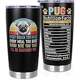 DECZHIYU Pug Gifts for Pug Lovers - Christmas Birthday Pugs Gifts for Women Men - Dogs Mom Dad Owner Gift Ideas - 20oz Insulated Tumbler with Lid for Home Office Outdoor Use