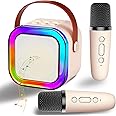 Mini Karaoke Machine for Kids Adults, Portable Bluetooth Karaoke Speaker with 2 Wireless Microphones, Ideal Gifts for Girls Boys Age 4-12+, Perfect for Birthday Parties, Home, Outdoor