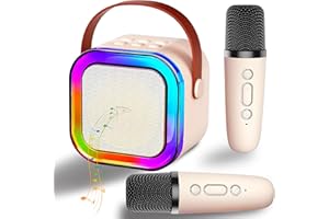 UCSYCX Mini Karaoke Machine for Kids, Karaoke Gifts for Girls Ages 3, 4, 5, 6, 7, 8, 9, 10, 12+Year Old, 3-12 Years Old Birthday Toy Easter Gift for Girls Boys for Karaoke Machine with 2 Wireless Microphones