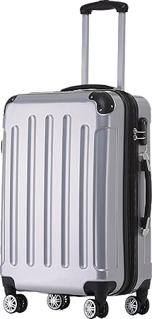 BEIBYE Zwillingsrollen 2048 Hartschale Trolley Koffer Reisekoffer Taschen Gepäck in M-L-XL-Set (Silber, M)