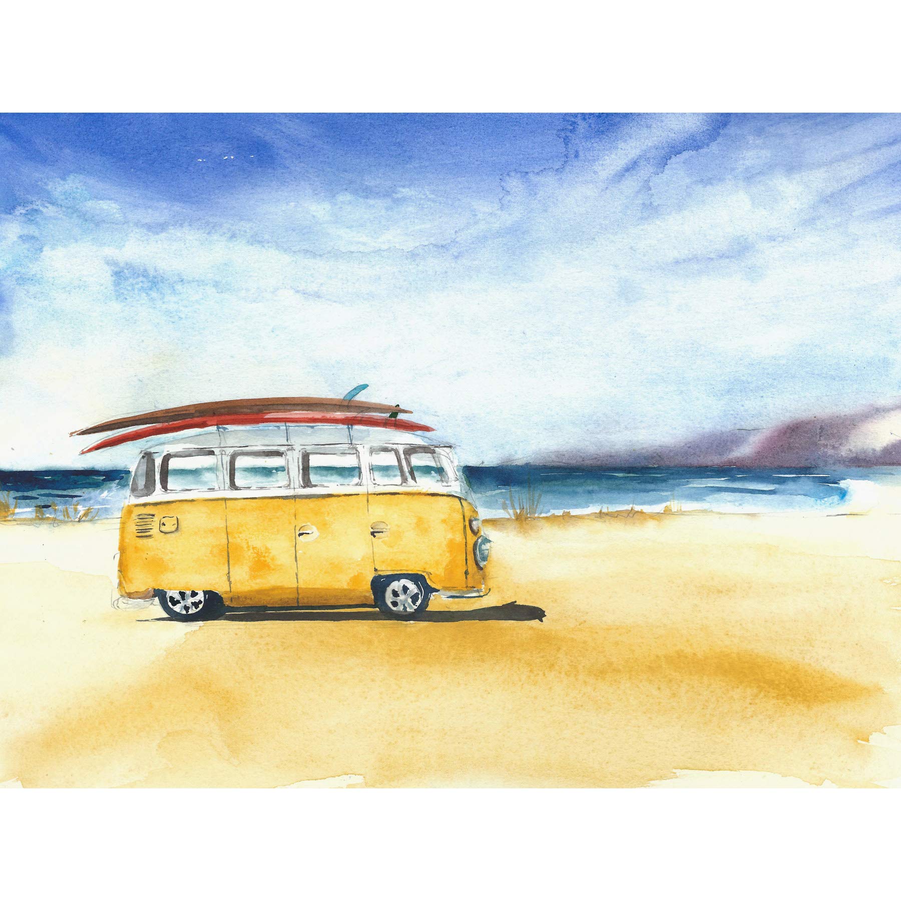 Wee Blue Coo Van Surfing Trip Painting Large Wall Art Print Canvas Premium Poster