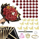 36 Pack Glitter Roses Bouquet Red- DIY Artificial Rose Bouquet Fake Shiny Flowers with Stems Eternal Floral for Elegance Wedding Bouquet Anniversary Birthday Graduations Valentine's Day Love Gift