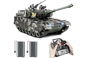 Supdex 1:18 RC Tank, 2.4Ghz Chinese 99 Main Remote Control Battle Tank, 15 Channel RC Vehicle Army Toy with Smoke, Light and Sound, Military Truck for Adults and Kids That Shoots BBS and Water Bombs