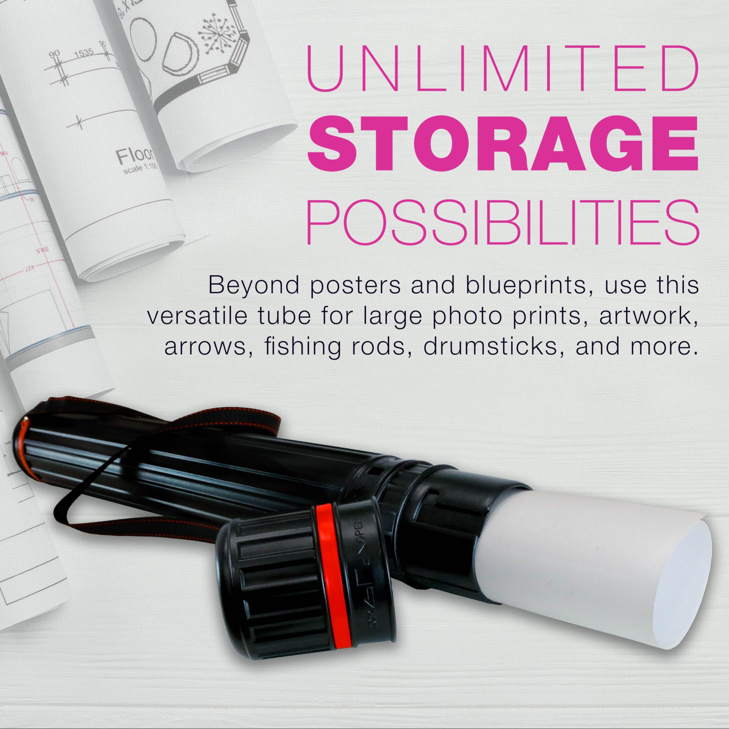 U.S. Art Supply Large Poster Tube - Telescoping Adjustable 30-1/4