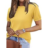 Zeagoo Womens Summer Short Sleeve Tops Crew Neck Lightweight Pullover Sweaters Loose Dressy Casual Blouse Basic Clothes