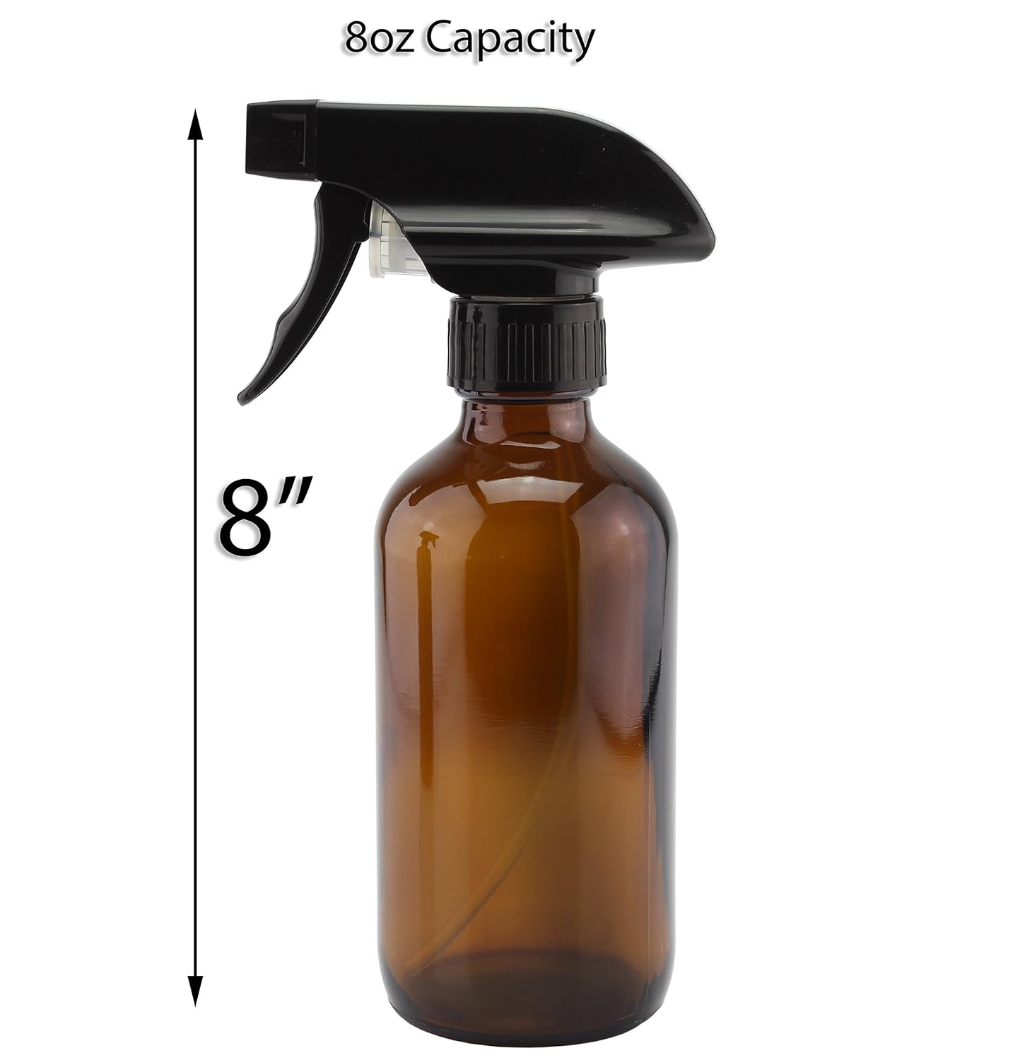 8-Ounce Amber Glass Spray Bottles (2 Pack); Brown Boston Round Bottles w/Heavy Duty Mist & Stream Sprayers Perfect for Aromatherapy Essential Oil Blends : Beauty