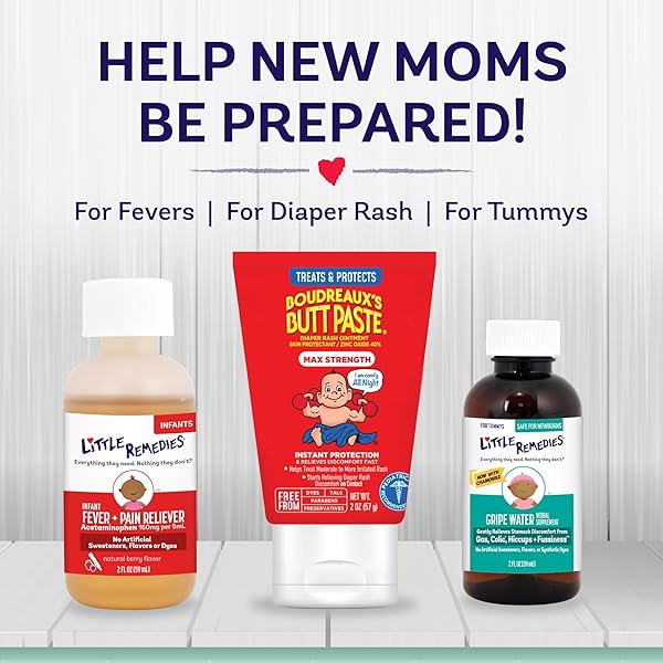 LITTLE REMEDIES, NEW BABY ESSENTIALS KIT, 6 NEWBORN ESSENTIALS, SALINE NASAL SPRAY, GAS RELIEF DROPS, GRIPE WATER, FEVER RELIEVER, & DIAPER OINTMENT