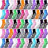 Vicenpal 45 Pairs Non Slip Yoga Socks Bulk Women Men with Grippers Skid Proof Socks for Hospital Barre Pilates,15 Colors